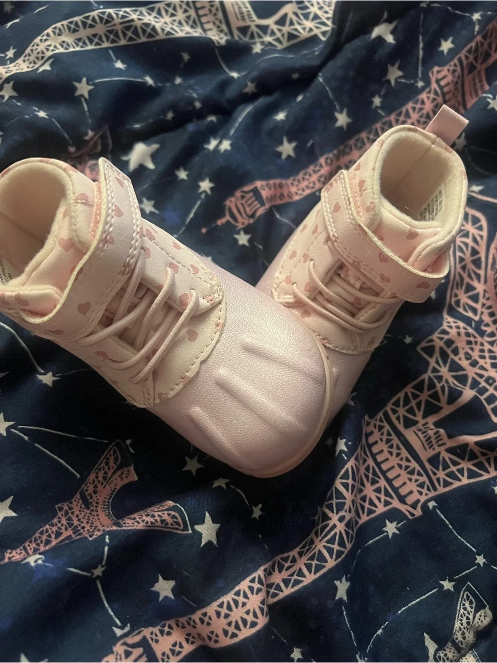 Carter's Pink Heart-Print Baby Walker Boots